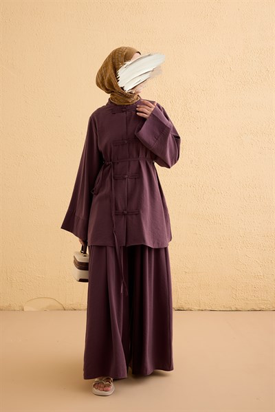 Pantolon Etekli Modal Takım - Mürdüm