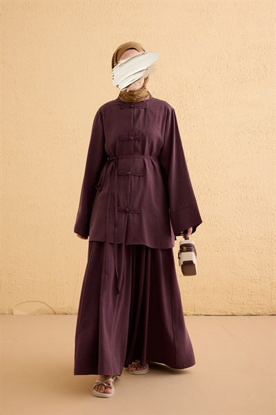 Pantolon Etekli Modal Takım - Mürdüm