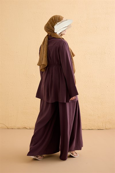 Pantolon Etekli Modal Takım - Mürdüm