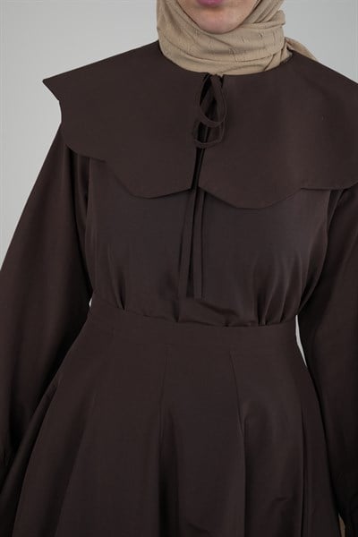 Ande Tesettür, Papatya Yaka Poplin Gömlek, Papatya Yaka Poplin Gömlek - Acı kahve