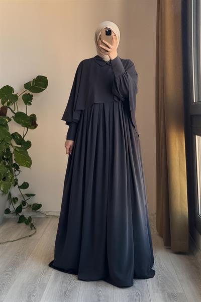 Pelerinli Elbise - Antrasit