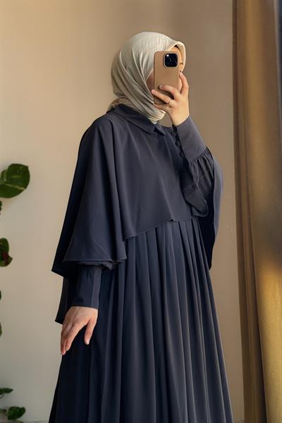 Pelerinli Elbise - Antrasit