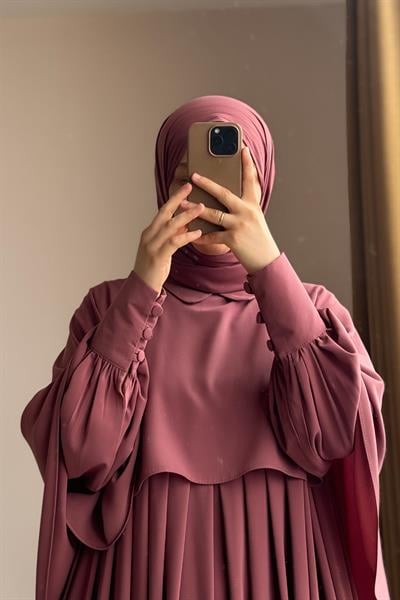 Pelerinli Elbise - Gül kurusu