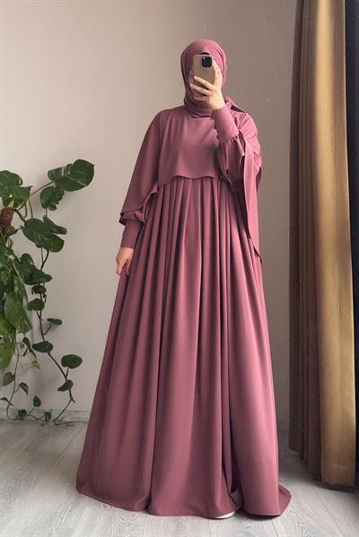 Pelerinli Elbise - Gül kurusu