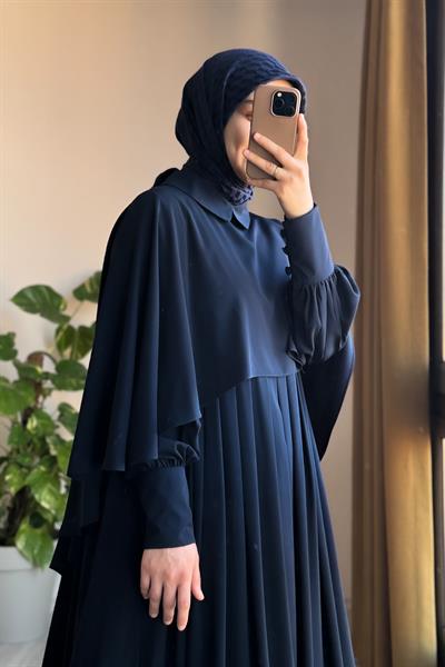 Pelerinli Elbise - Lacivert