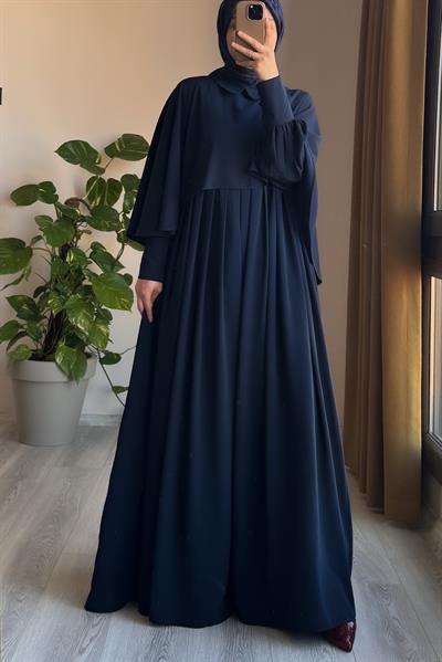 Pelerinli Elbise - Lacivert