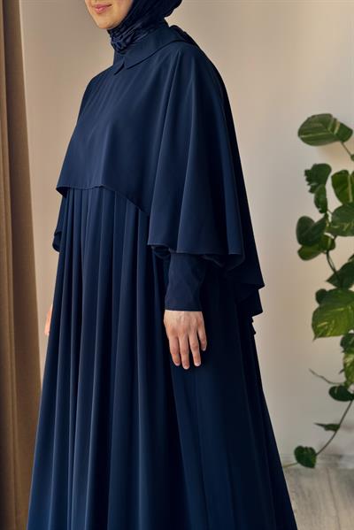 Pelerinli Elbise - Lacivert