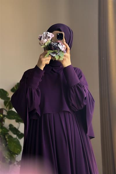 Pelerinli Elbise - Mürdüm