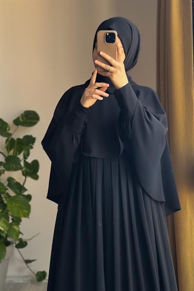 Pelerinli Elbise - Siyah