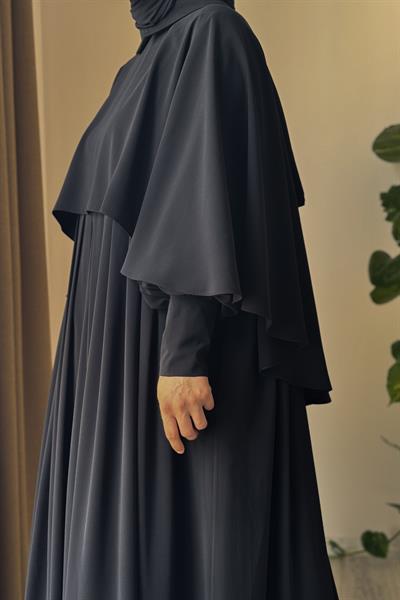 Pelerinli Elbise - Siyah