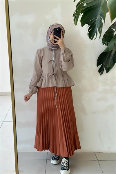 Pileli Etek - Kiremit