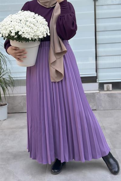 Pileli Etek - Leylak