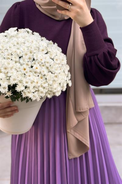 Pileli Etek - Leylak