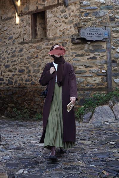 Pileli Etek - Yağ yeşili