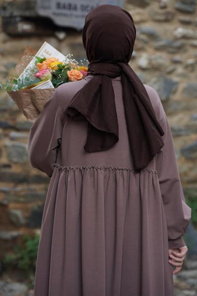 Robalı Sweat Elbise - Koyu vizon