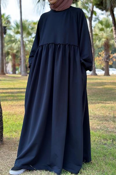 Robalı Sweat Elbise - Lacivert