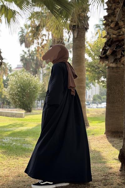 Robalı Sweat Elbise - Siyah