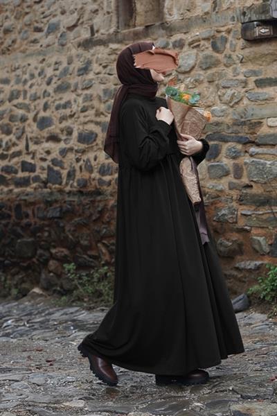 Robalı Sweat Elbise - Siyah