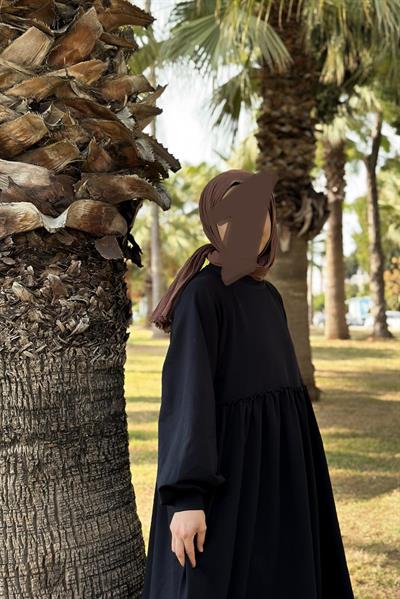 Robalı Sweat Elbise - Siyah