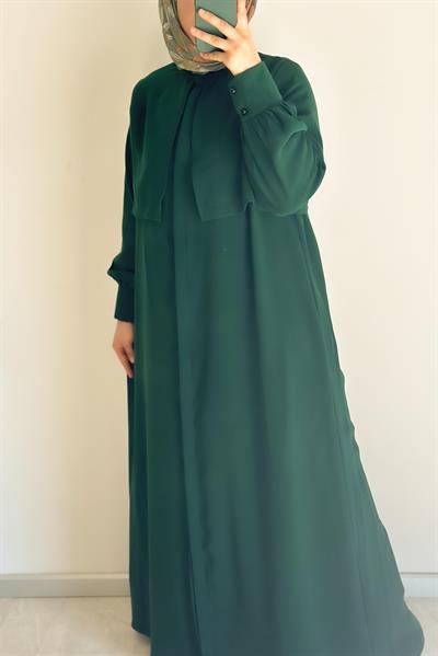 Rüzgarlıklı Ferace - Çam yeşili