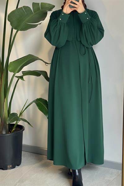 Rüzgarlıklı Ferace - Çam yeşili