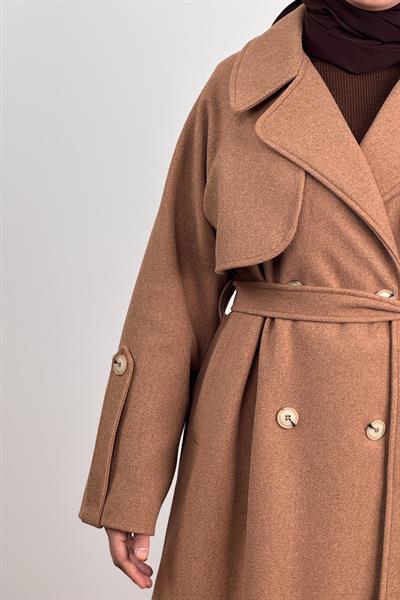 Rüzgarlıklı Kruvaze Kaban - Tarçın