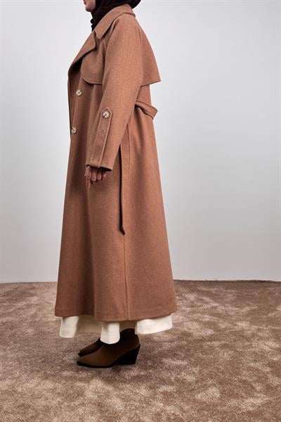 Rüzgarlıklı Kruvaze Kaban - Tarçın