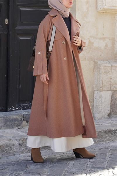 Rüzgarlıklı Kruvaze Kaban - Tarçın