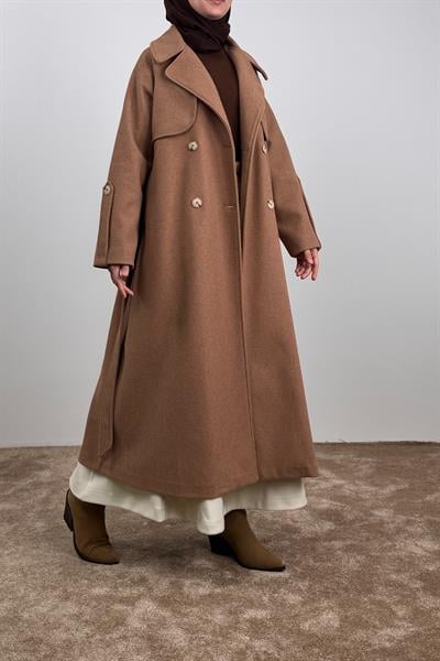 Rüzgarlıklı Kruvaze Kaban - Tarçın