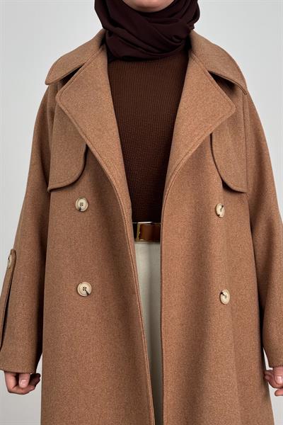 Rüzgarlıklı Kruvaze Kaban - Tarçın