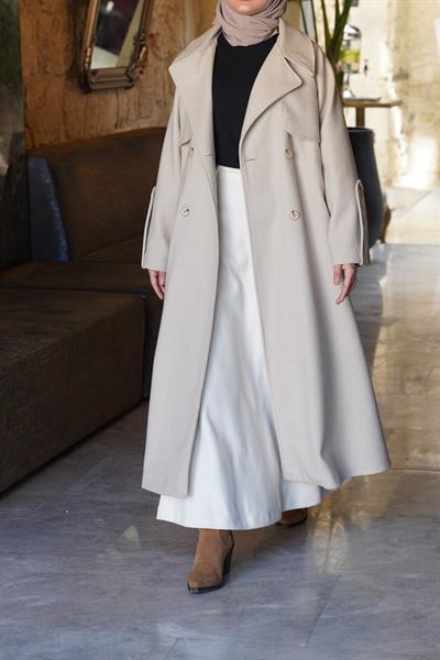 Rüzgarlıklı Kruvaze Kaban - Taş