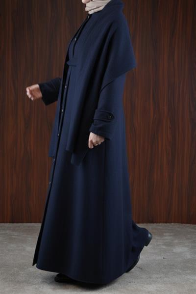 Şal Detaylı Kışlık Ferace - Lacivert