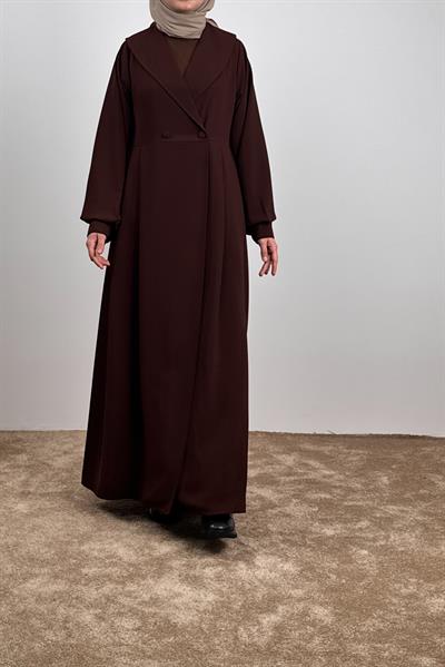 Şal Yaka Ferace - Acı kahve