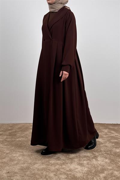 Şal Yaka Ferace - Acı kahve