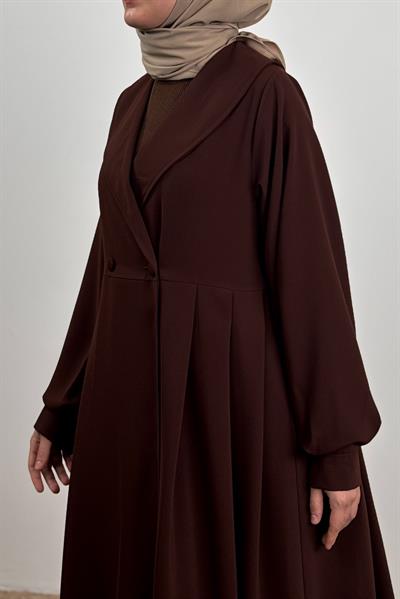 Şal Yaka Ferace - Acı kahve