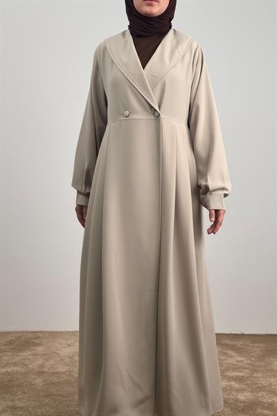 Şal Yaka Ferace - Bej