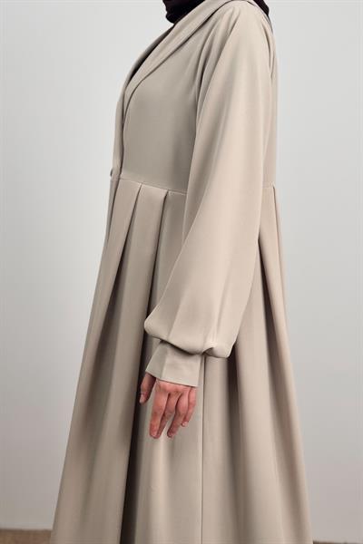 Şal Yaka Ferace - Bej