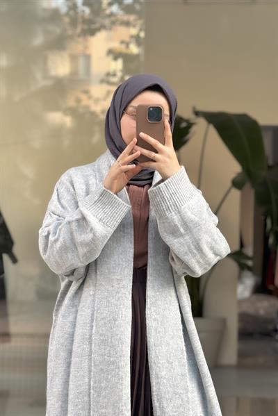 Şal Yaka Hırka - Gri