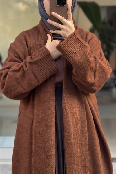 Şal Yaka Hırka - Kahve