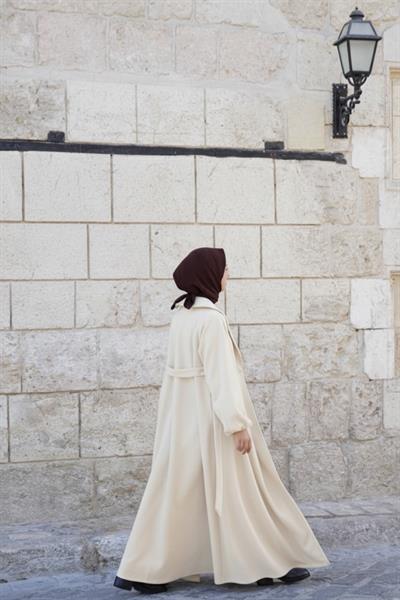 Şal Yaka Kaban - Bej