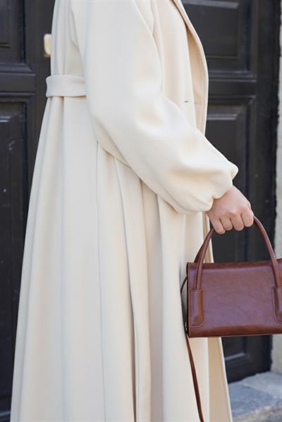 Şal Yaka Kaban - Bej