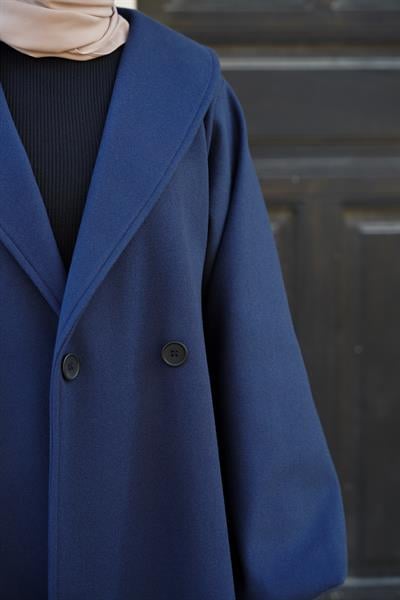 Şal Yaka Kaban - Lacivert