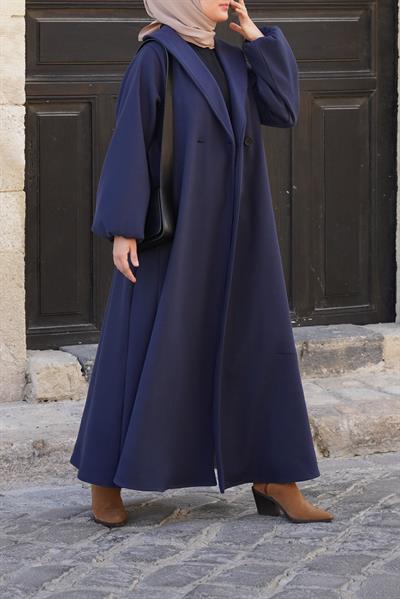 Şal Yaka Kaban - Lacivert