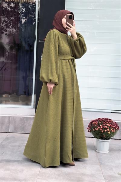 Şanel Kışlık Ferace - Yağ yeşili