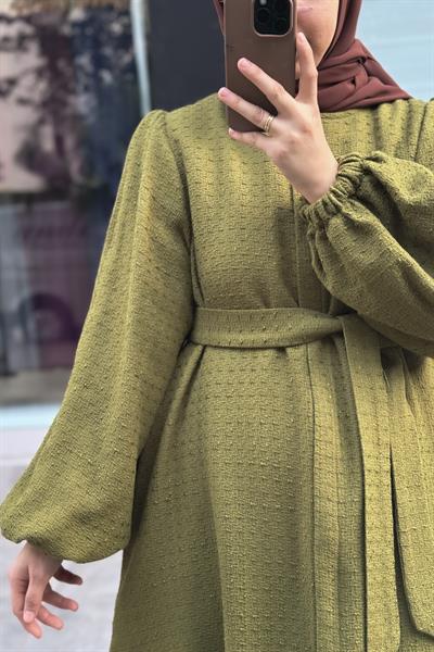 Şanel Kışlık Ferace - Yağ yeşili