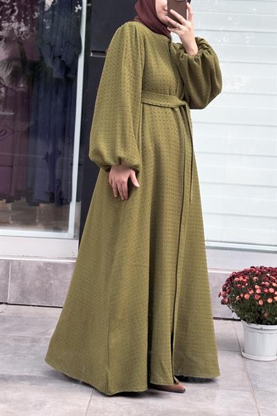 Şanel Kışlık Ferace - Yağ yeşili