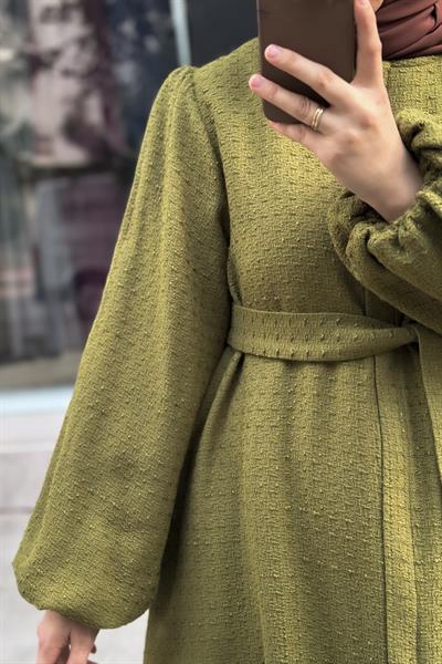 Şanel Kışlık Ferace - Yağ yeşili