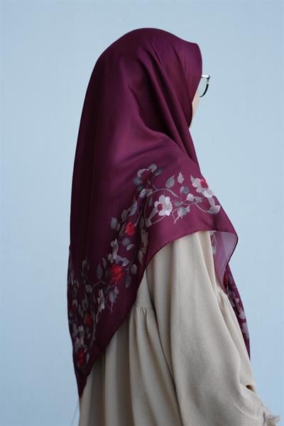 Sarmal Desen Pamuk Eşarp - Bordo