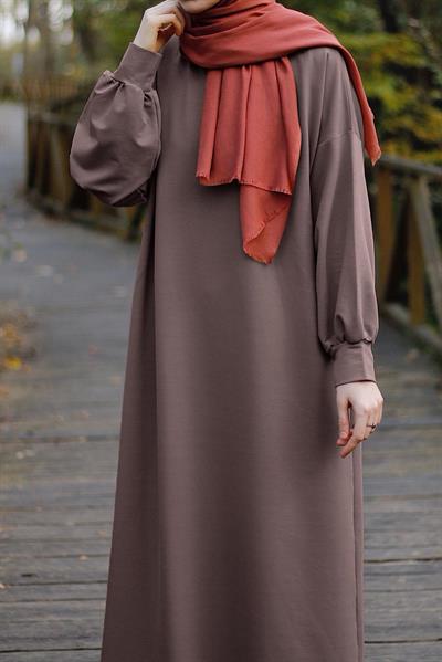Sweat Elbise - Koyu vizon