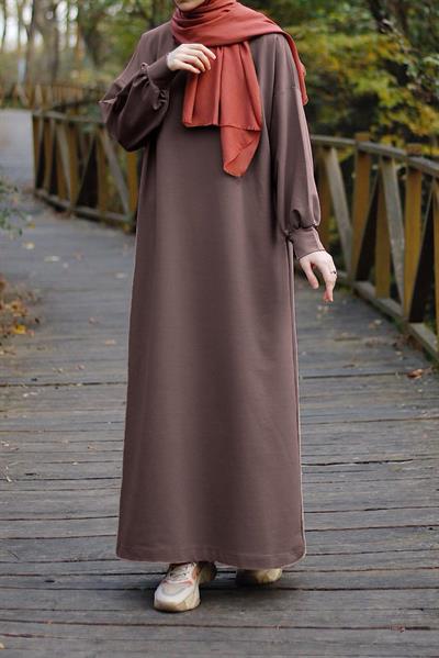 Sweat Elbise - Koyu vizon